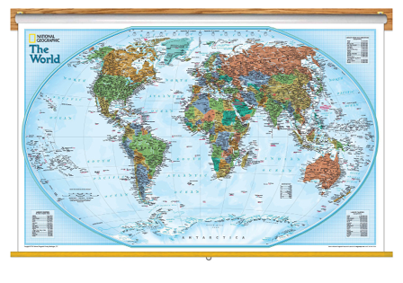 World Political Explorer Wall Map Classroom Pull Down
